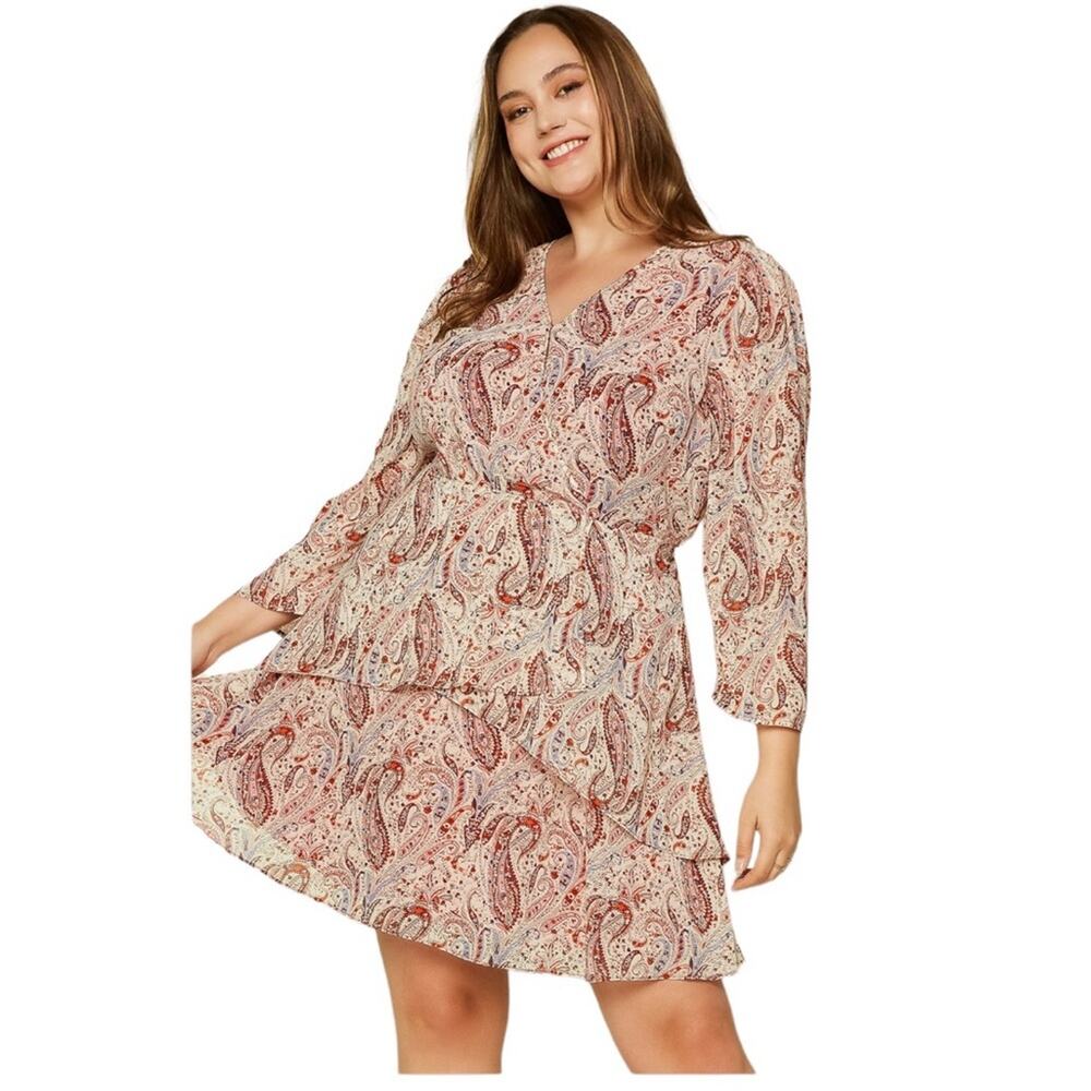 NWT! SKIES ARE BLUE Plus Size – Madison Paisley Mini Dress